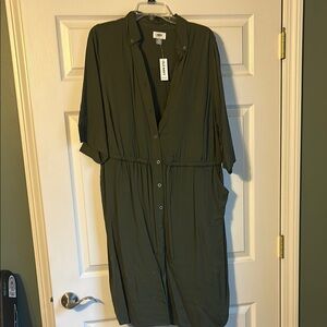 NWT! Green Button-Down Dress